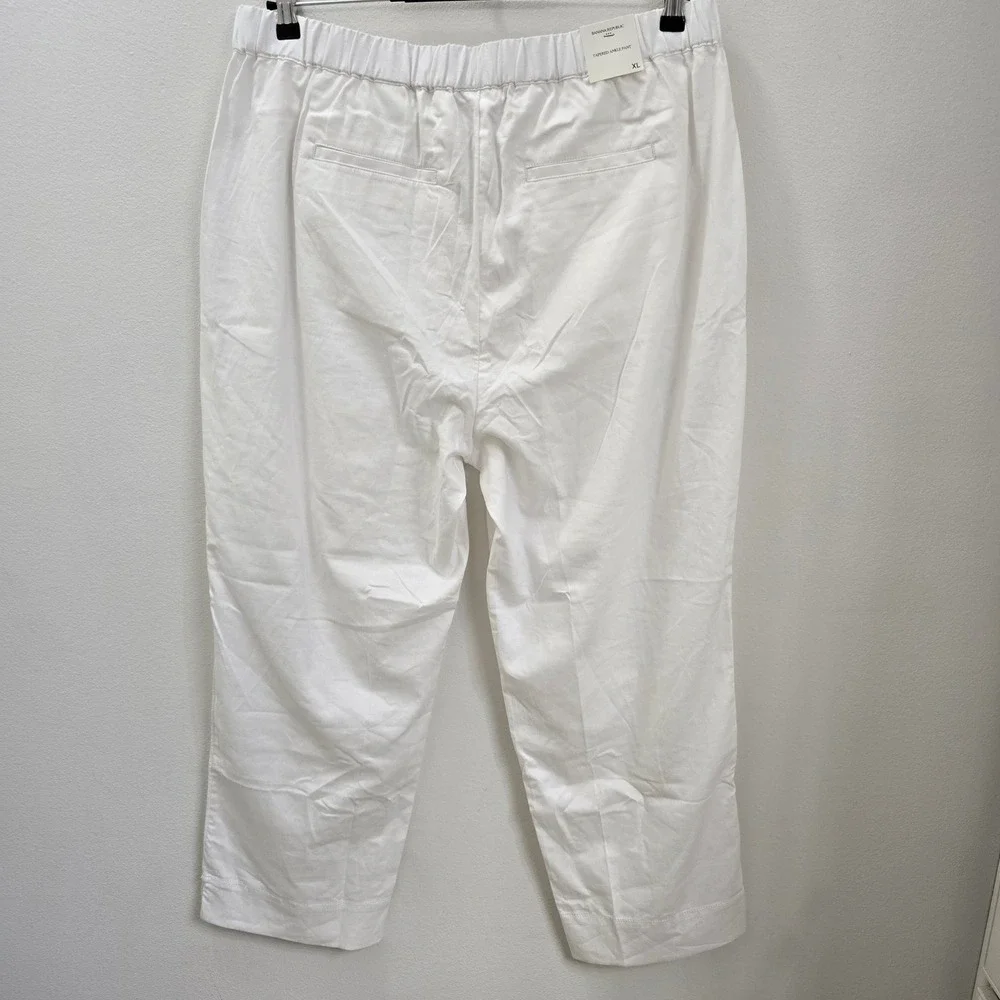 Banana Republic White Linen Blend Tapered High-Rise Ankle Pants XL  Resortwear